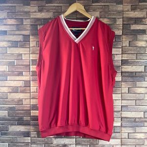 Mens Austin Golf L Red Golf Vest Pockets V Neck Stain Resistant Activewear